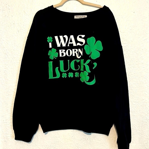 Was Born Lucky extra large sweater by Wound Up. - Picture 1 of 6